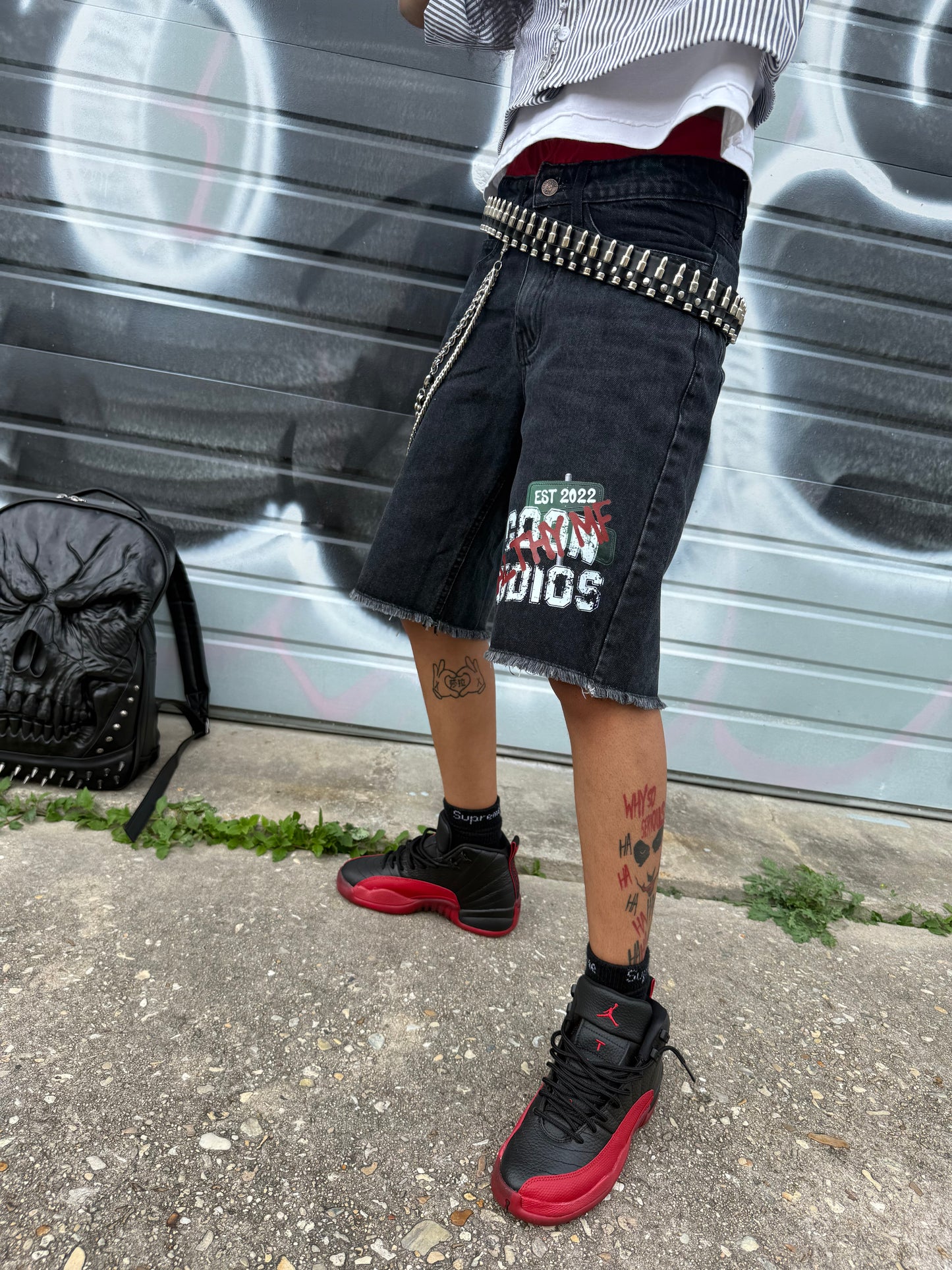 EST DOUBLE WAIST JORTS W/CHAIN
